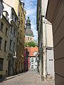 English: Dome Cathedral seen from Kramer Street (Kramu iela) Deutsch: Dom zu Riga, von der Kramer Straße aus gesehen