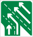 Sign F 305R Additional Lanes Joining From Right - Right Joining Lane Continues (Two to Three Lanes)