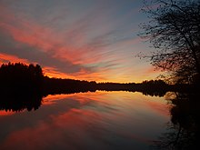 Sunset on the lake in Kirillovskoye.