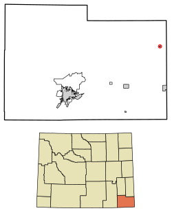 Location of Albin in Laramie County, Wyoming.