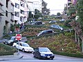 Cars exit from lowest switchback section