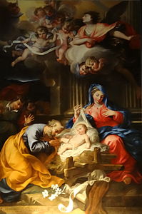 Saint Joseph adorant l'Enfant Jésus, cathédrale Notre-Dame-de-l'Annonciation de Moulins.