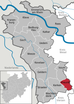 Läget för Rheurdt i Kreis Kleve