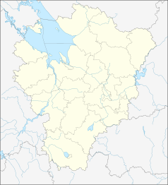 Mapa konturowa obwodu jarosławskiego, u góry po prawej znajduje się punkt z opisem „Lubim”