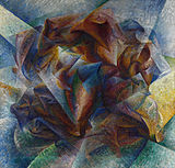 Umberto Boccioni, 1913, Dynamism of a Soccer Player, oil on canvas, 193.2 x 201 cm, Museum of Modern Art, New York