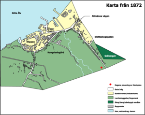 Vänster: karta över Kungsladugård, 1872. Höger: Hans Wilhelm Brandels plan för Kungsladugård, 1876.