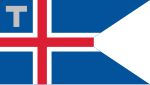 Isländska tullverkets flagga. Proportionerna är 37:18.