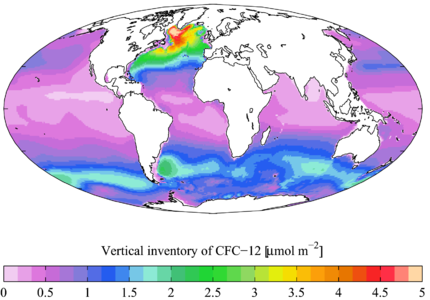 1990s CFC-12 oceanic vertical inventory