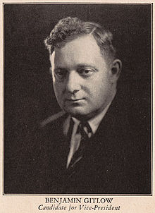 Benjamin Gitlow - portrait candidature Vice-Président 1928