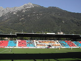 Fótbóltsvøllur Rheinpark Stadion í Vaduz.