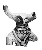 Indus pottery figure of horned deity