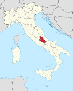 Map with the province of L'Aquila in Italy