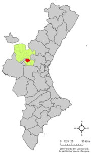 Localização do município de Chulilla na Comunidade Valenciana