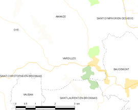 Mapa obce Vareilles