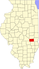 Map of Illinois highlighting Cumberland County