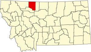 Map of Montana highlighting Toole County