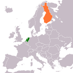 Lägeskarta för Nederländerna och Finland