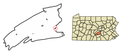 Location of Duncannon in Perry County, Pennsylvania.