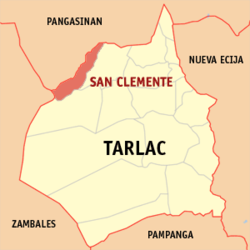 Mapa ning Tarlac ampong San Clemente ilage