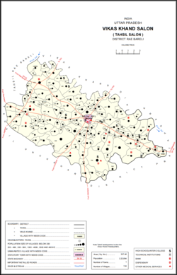 Map showing Khwajapur (#518) in Salon CD block