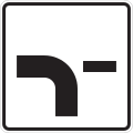 Zusatzzeichen 1002-13 Verlauf der Vorfahrt­straße an Einmün­dungen (von unten nach links, Fall 2)