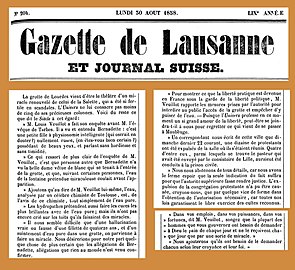 La Gazette de Lausanne du 30 août 1858.