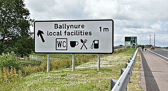 Advance direction sign, Ballybracken, Ballynure-Larne (July 2017) - geograph.org.uk - 5447752.jpg