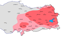 The distribution of Armenians in early 17th century within the current borders of Turkey