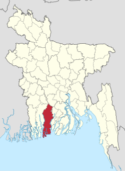 Bản đồ thể hiện vị trí của huyện Bagerhat ở Bangladesh