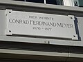 Gedenktafel für Conrad Ferdinand Meyer zur Erinnerung an seinen Aufenthalt im Landgut Wangensbach