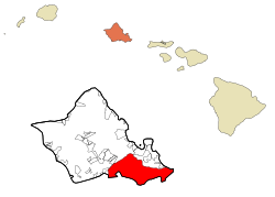 Location in Honolulu County and the state of হাওয়াই