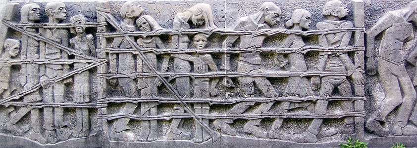 Détail du monument contre la guerre Mahnmal Bittermark (de), Dortmund (Allemagne).