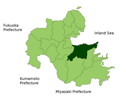 Staden Ōitas läge i Ōita prefektur