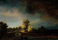 Rembrandt – Krajina se zděným mostem (1638)