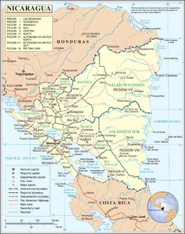 Kaart van Nicaragua