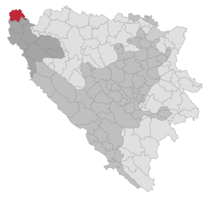 Lage der Gemeinde Velika Kladuša in Bosnien und Herzegowina (anklickbare Karte)