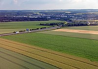 Luchtbeeld van de A16 bij Therdonne (Oise)