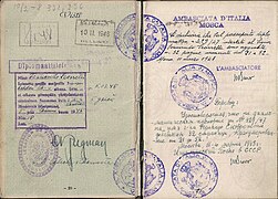 1948 passport annotation by ambassador Manlio Giovanni Brosio.jpg