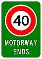 (A41-4) Motorway Ends (40 km/h speed limit)