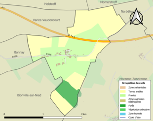 Carte en couleurs présentant l'occupation des sols.