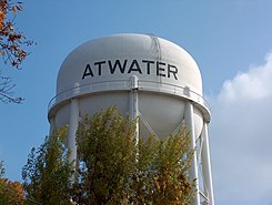 Water tower in the city