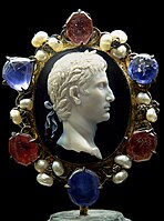 Augustus cameo, one of those attributed by some to Dioscurides, with medieval setting, from the Treasury of Saint-Denis Abbey