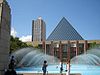 Edmonton City Hall with the CN Tower behind and the Cenotaph to the left.