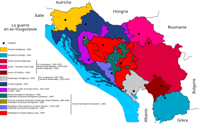 Carte de la Yougoslavie pendant la guerre.
