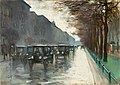 Lesser Ury - Unter den Linden mit Droschken im Regen, 1920s