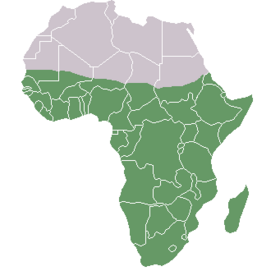 Экологик ҡаршылыҡ фонында дәүләттәрҙең сиктәрен күрһәтеүсе сәйәси карта (ҡара Африка йәшел менән билдәләнде)