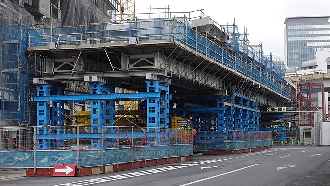 Ryukan-Sakura Bridge under construction in Tokyo, Japan