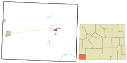 Location in Uinta County and the state of Wyoming