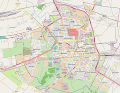 Mapa konturowa Zamościa, u góry znajduje się punkt z opisem „Sitaniec-Błonie”