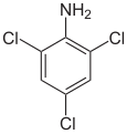 Deutsch: Struktur von 2,4,6-Trichloranilin English: Structure of 2,4,6-Trichloroaniline